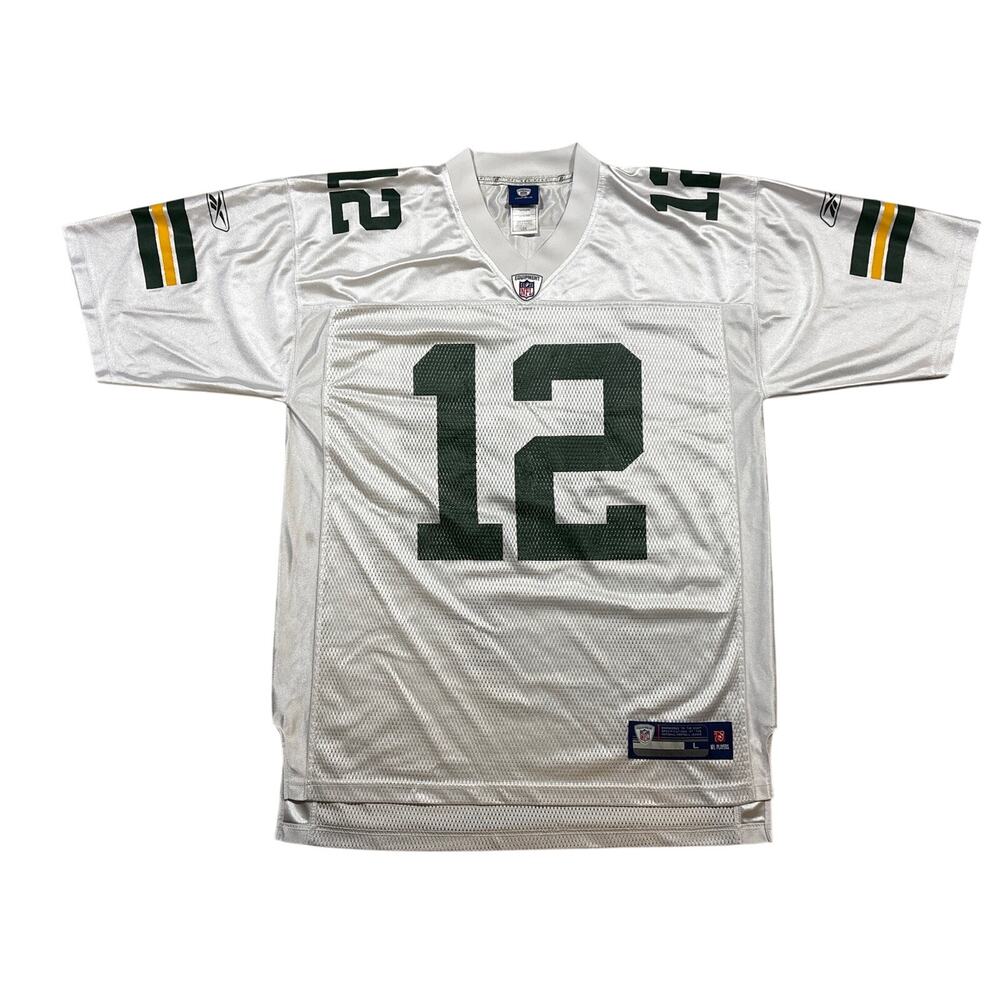 Packers Reebok Aaron Rodgers 12 Football Jersey NFL White Mens Large